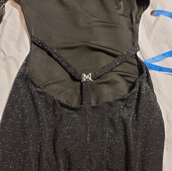 NWT MESHKI Long Sleeve backless low back high neck long dress rhinestone detail - Picture 11 of 16